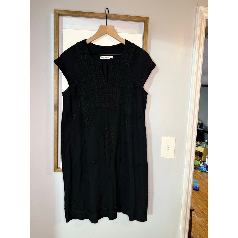 ROLLER RABBIT Faith Embroidered Black shift dress size small - Picture 2 of 10